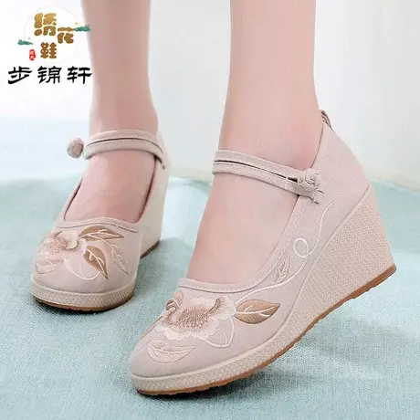 老北京布鞋女绣花鞋汉服内增高民族风女鞋新款2023春款女式单鞋夏商品大图