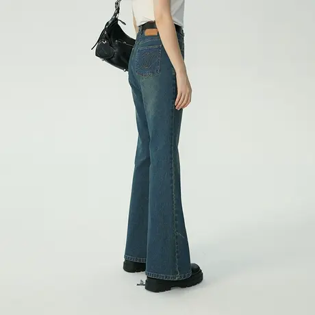 omont蛋挞家 美式复古微喇牛仔裤女2023新款高腰显瘦喇叭裤子图片