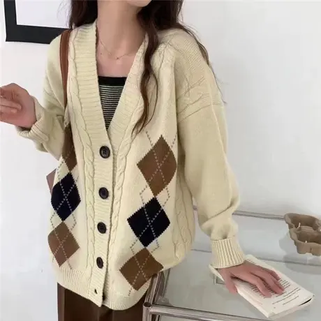 开衫毛衣2023年新款女减龄洋气宽松毛线衣针织外套初秋上衣女外搭图片