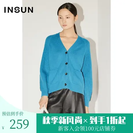 恩裳COVER春秋季时尚坑条插肩袖弹力舒适宽松百搭羊毛针织衫女图片