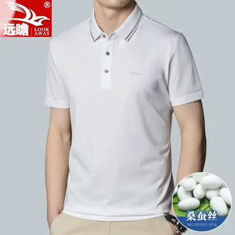 薄款短袖男夏季含桑蚕丝高端半袖上衣男装宽松t恤2022新款polo衫商品大图