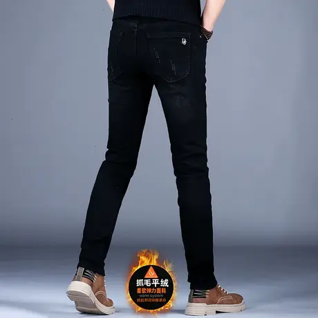 2023新款百搭男士灰黑色牛仔裤男款修身小脚潮牌欧美裤子高端潮牌图片