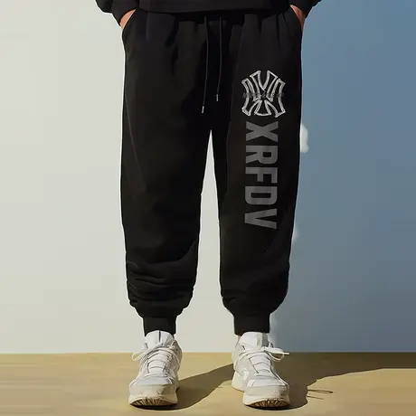 宽松运动卫裤男生潮流休闲裤大码束脚春秋加绒胖子学生裤夏季长裤商品大图