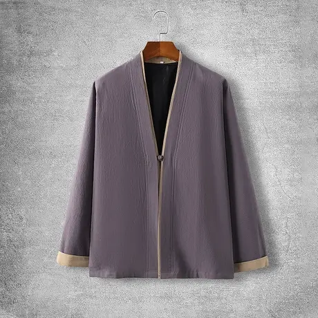 中国风男衬衫外套复古民族风盘扣禅服活动班服工装茶艺师伴郎衣服图片