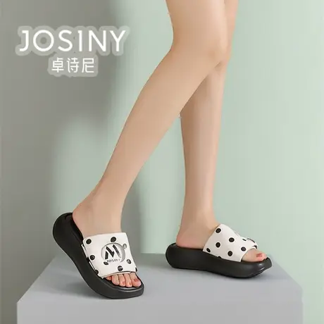 卓诗尼女鞋2024夏款新款厚底拖鞋女外穿一字拖商场同款4J1A50432图片