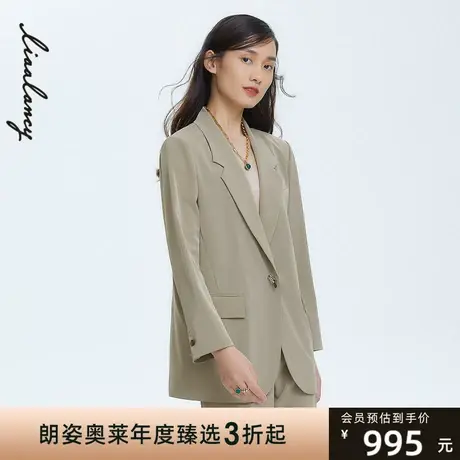 俪雅/LANCY商场同款22春季新款垫肩西服通勤印花外套女专柜正品图片