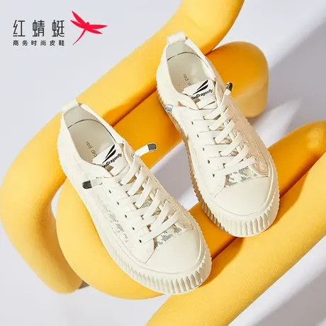 红蜻蜓厚底饼干鞋女小香风帆布鞋春秋透气休闲平底鞋软底百搭淑女商品大图