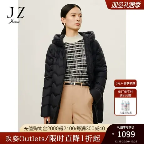 商场同款JZ玖姿宽松茧型绗缝白鸭绒羽绒女2023冬季新款JWCD03208商品大图