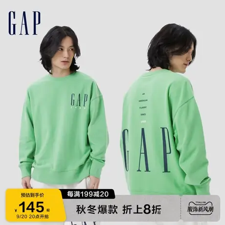 Gap男女装秋季新款LOGO廓形法式圈织软卫衣448321运动套头衫图片