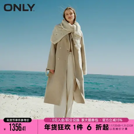 ONLY2023冬季新款双面呢翻领绵羊毛中长款毛呢大衣女|12336U004图片