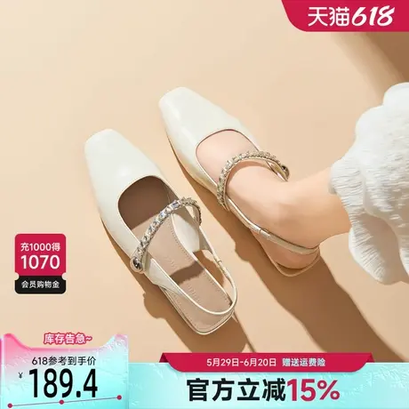 戈美其法式时装后空鞋2025夏季新款方头粗跟绝美仙女风玛丽珍凉鞋商品大图