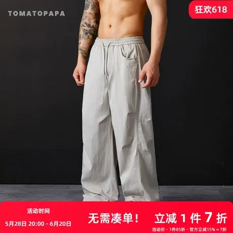 TOMATOPAPA长裤夏季宽松休闲裤男士户外百搭慵懒运动直筒阔腿薄款商品大图