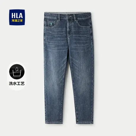 HLA/海澜之家锥形牛仔裤25春夏新款水洗时尚绣花五袋款九分裤子男商品大图