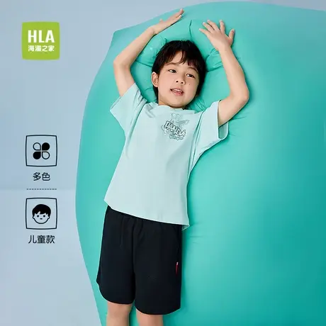 HLA/海澜之家panda wowo熊猫短袖T恤25夏季新款透气印花短袖男童商品大图
