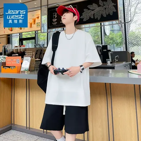N5真维斯短袖套装男2025夏季新款简约薄款休闲运动夏天两件套衣服图片