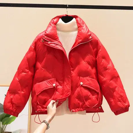 羽绒棉服女2023年秋冬新款菱形格小香风短款小个子羽绒棉衣短外套商品大图