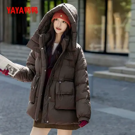 YAYA/鸭鸭2025冬新款时尚休闲保暖加厚百搭女士中长款羽绒服外套图片