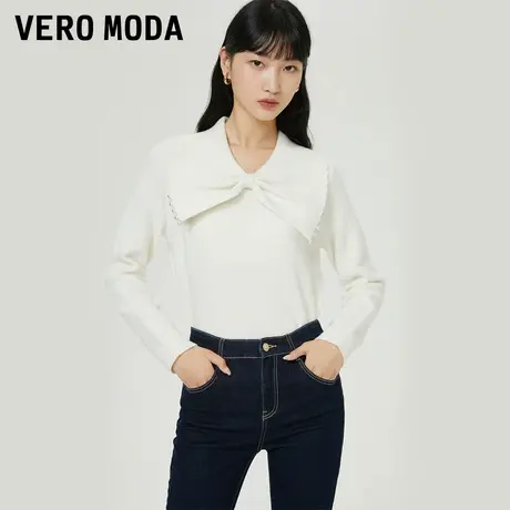 Vero Moda奥莱针织衫秋冬清仓百搭宽松蝴蝶结翻领甜美上衣毛衣女商品大图