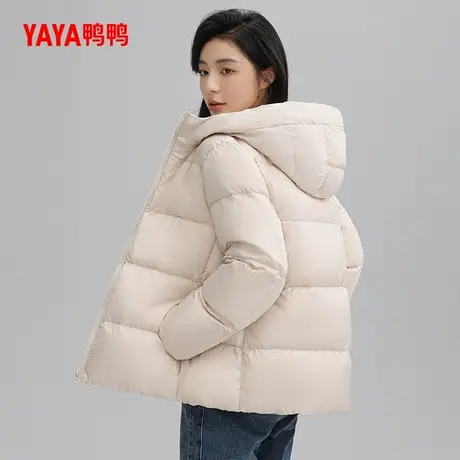 鸭鸭轻薄羽绒服女冬季2025年新款短款韩版连帽时尚加厚面包服外套商品大图