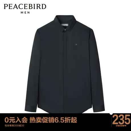 太平鸟男装 2022年冬季新款黑色长袖衬衫男B1CAC4239图片