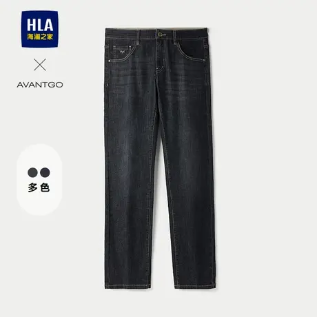 HLA/海澜之家轻商务经典系列牛仔裤2025秋季新款绣花直筒裤子男商品大图