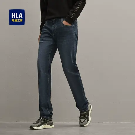 HLA/海澜之家国民臻品牛仔裤2025秋冬新款微弹绣花时尚直筒裤子男商品大图