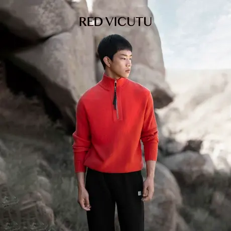 VICUTU威可多长袖针织衫男时尚拉链半高领商务休闲百搭打底衫图片