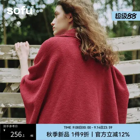 sofu半边绒翻领斗篷披肩女秋冬季2025新款休闲百搭保暖外搭护肩商品大图