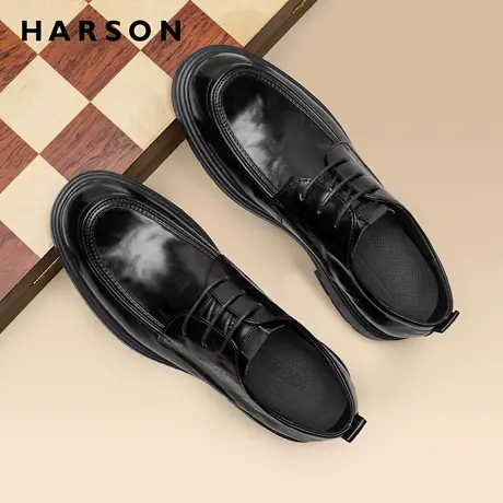 哈森西装男鞋大头德比鞋厚底商务正装皮鞋男士休闲皮鞋结婚新郎鞋商品大图