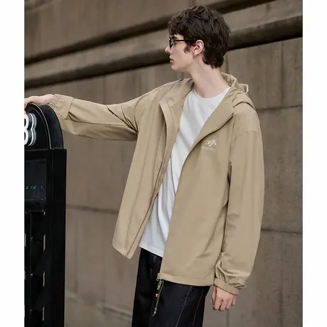 唐狮秋季外套男连帽锈花夹克休闲工装拼接短外套上衣宽松韩版TMTA图片