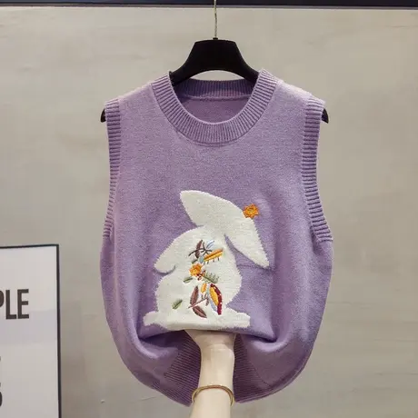 圆领针织马甲背心女2023秋装新款宽松外穿马夹叠穿外搭毛衣坎肩潮商品大图