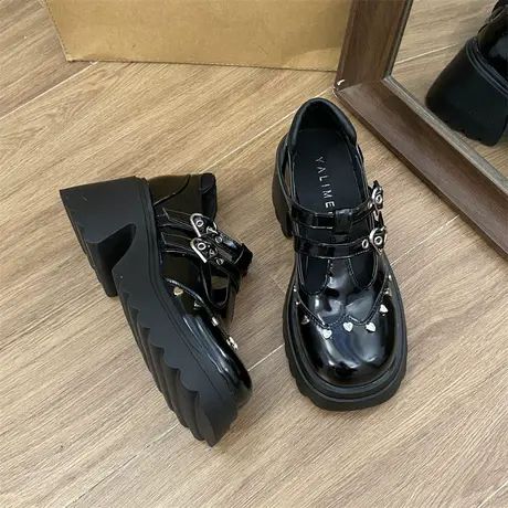 玛丽珍鞋子女秋季新款2023铆钉甜酷镂空小皮鞋jk配裙子法式高跟鞋商品大图