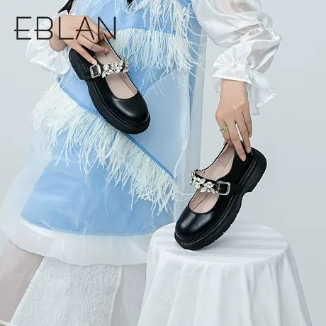 伊伴春季女鞋复古玛丽珍鞋厚底学院风jk制服鞋女单鞋钻饰四季女鞋商品大图