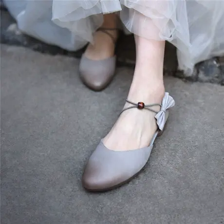 Artmu阿木森系2023年新款包头凉鞋女夏平底仙女风蝴蝶结一字带商品大图