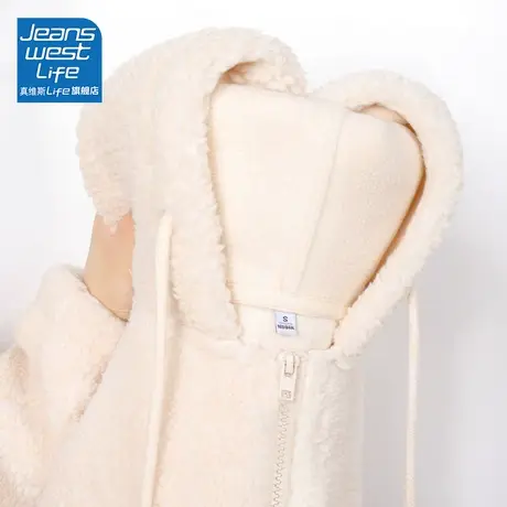 真维斯LIFE颗粒绒外套女秋冬款宽松加绒加厚拉链开衫卫衣女羊羔绒商品大图