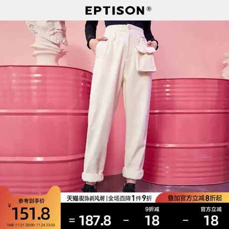 【蒸汽波】EPTISON休闲裤女2021新款冬季工装加绒直筒灯芯绒裤子商品大图
