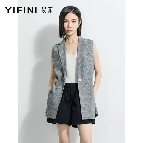Yifini/易菲易菲宽松无袖西装领马甲女2023夏季新款百搭时尚马夹商品大图