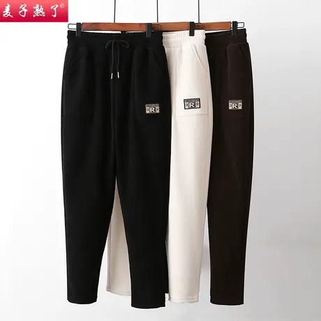 妈妈秋装裤子灯芯绒女春秋外穿松紧腰中老年女装新款宽松条绒直筒商品大图