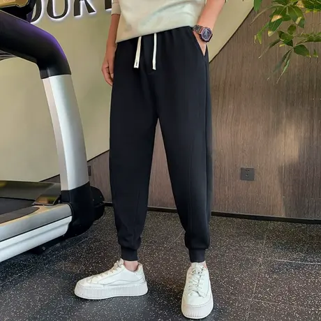 休闲卫裤男春秋季九分运动裤男款重磅2023新款哈伦裤子纯色束脚裤商品大图