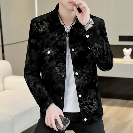 男士春秋季高端百搭外套新款潮流韩版翻领夹克上衣痞帅气休闲男装商品大图