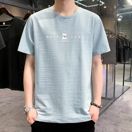 夏季男士潮牌短袖t恤2025年半袖冰丝体桖宽松百搭男装潮流上衣服商品大图