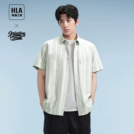 HLA/海澜之家SPRINTING SMILE系列短袖衬衫24春夏新牛津纺上衣男图片