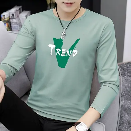 莫代尔长袖t恤男修身潮流秋季内搭上衣服打底衫圆领体恤秋衣小衫商品大图