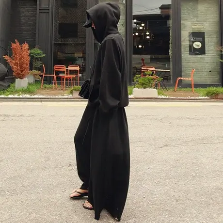 纯诗曼秋冬新款连帽短款套头卫衣女韩版宽松大码时尚休闲打底衫潮商品大图