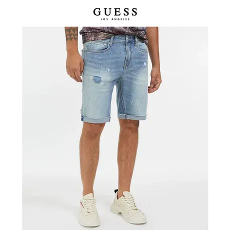 【38上新季】GUESS 男士简约水洗牛仔五分裤商品大图