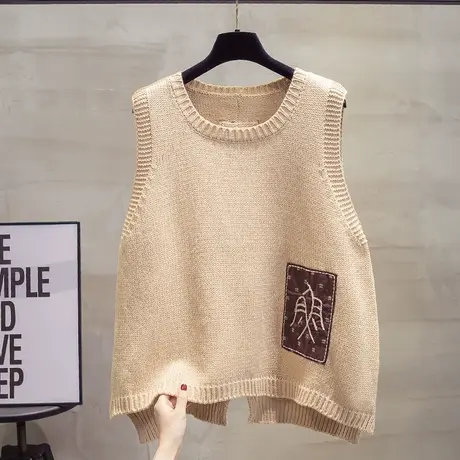 圆领复古针织马甲背心女2023秋装新款宽松外穿马夹叠穿毛衣坎肩潮商品大图