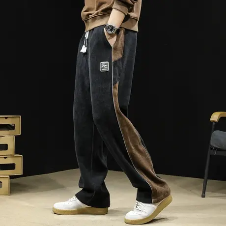 雪尼尔灯芯绒休闲运动裤男直筒宽松春秋2024新款男士裤子大码春季商品大图