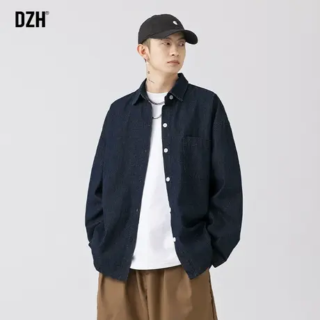 男士深蓝色牛仔衬衫男长袖春季外套男装2025新款休闲衬衣宽松上衣商品大图