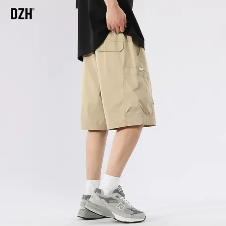 男士日系卡其色工装短裤男夏季薄款冰丝五分裤宽松速干裤男款中裤商品大图
