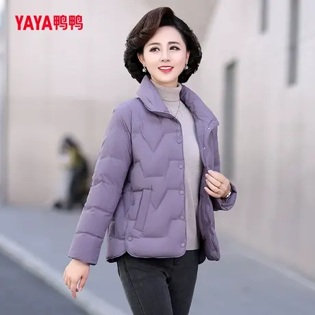 鸭鸭羽绒服中老年女款2023年新款短款简约宽松保暖妈妈装C图片